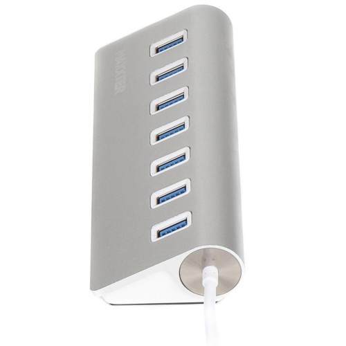 Концентратор Maxxter USB 3.0 Type-A 7 ports silver (HU3A-7P-01)