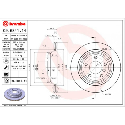 Гальмівний диск Brembo 09.6841.11