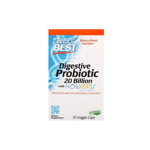 Пробіотики Doctor's Best Прибуток, Digestive Probiotic, 20 МЛРД КУО, 30 вегетаріанськ (DRB-00362)