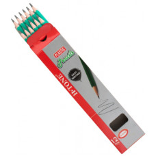 Олівець графітний H-Tone НВ, пластиковий, з гумкою, зелений, 12 шт (PENCIL-HT-JJ30104)