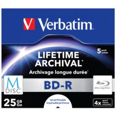 Диск BD Verbatim 25Gb 4x Jewel Case 5шт M-Disc Archival Media (43823)