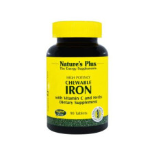 Мінерали Natures Plus Залізо з вітаміном С, Chewable Iron, 90 жувальних таблеток (NAP-03421)