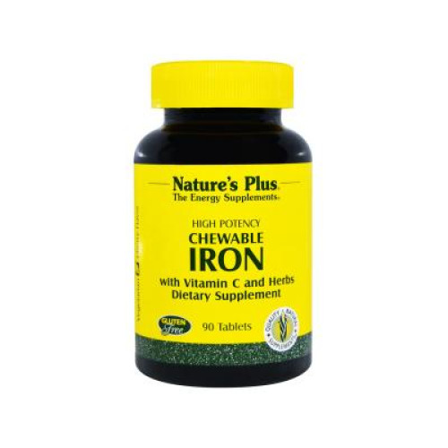 Мінерали Natures Plus Залізо з вітаміном С, Chewable Iron, 90 жувальних таблеток (NAP-03421)