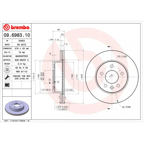 Гальмівний диск Brembo 09.6983.10