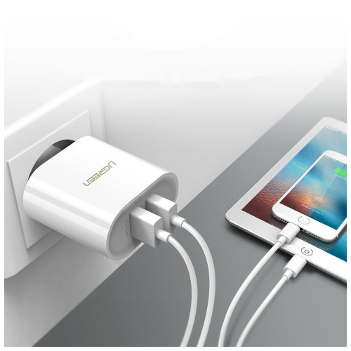 Зарядний пристрій Ugreen CD104 2xUSB 3.4A Charger (White) (20384)