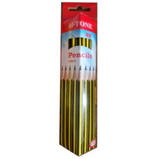 Олівець графітний H-Tone НВ, триграний, з гумкою, жовтий із чорним, уп.12 шт (PENCIL-HT-JJ30129)