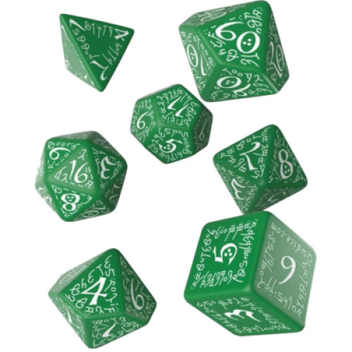 Набір кубиків для настільних ігор Q-Workshop Elvish Green white Dice Set (7 шт) (SELV14)