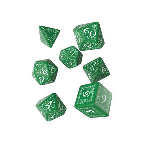 Набір кубиків для настільних ігор Q-Workshop Elvish Green white Dice Set (7 шт) (SELV14)