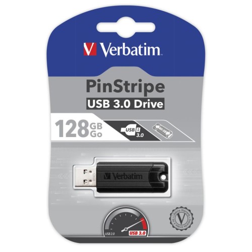 USB флеш накопичувач Verbatim 128GB PinStripe Black USB 3.0 (49319)