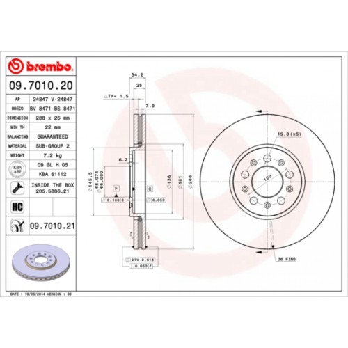 Гальмівний диск Brembo 09.7010.21