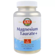 Мінерали KAL Таурат Магнію, Magnesium Taurate +, 400 мг, 90 таблеток (CAL-36975)