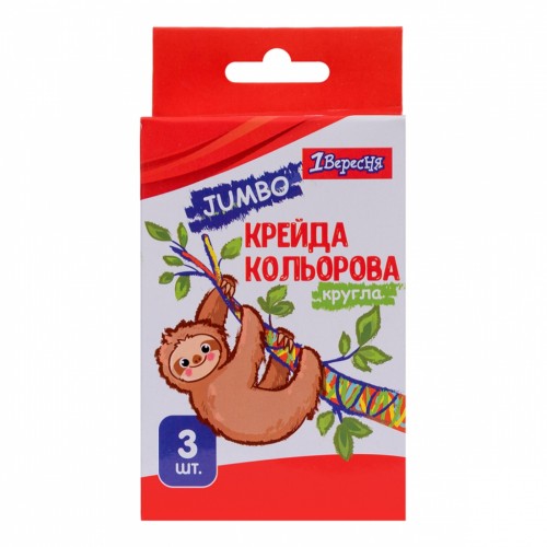 Крейда 1 вересня кольорова 3 шт. JUMBO "Zoo Land" (400439)