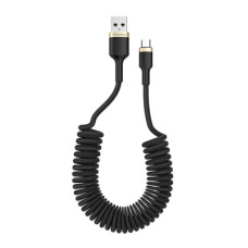 Дата кабель USB 2.0 AM to Micro 5P 1.0m spiral black ColorWay (CW-CBUM051-BK)