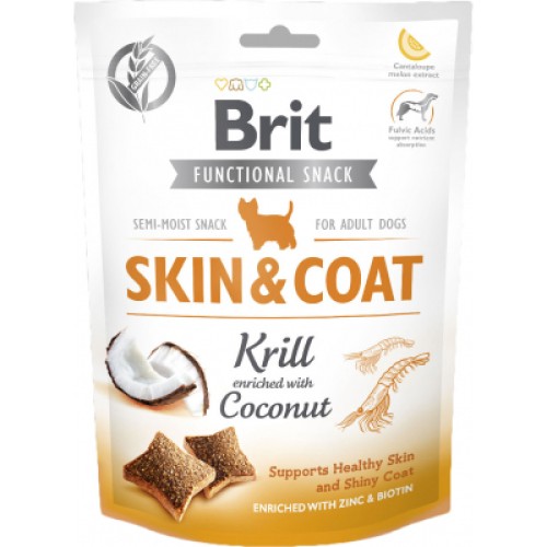 Ласощі для собак Brit Care Skin&Coat криль з кокосом 150 г (8595602539963)