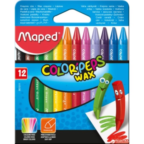 Олівці кольорові Maped Color Peps Wax Crayons воскові 12 кольорів (MP.861011)