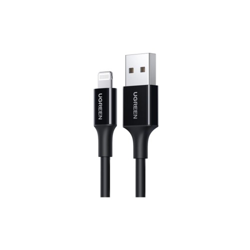 Дата кабель USB 2.0 AM to Lightning 2.0m US155 2.4A, Nickel Plating ABS Shell Black Ugreen (80823)