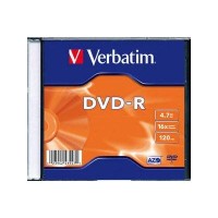 Диск DVD Verbatim 4.7Gb 16X SlimBox 1шт MatteSilv AZO (43547-1disk)