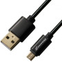 Дата кабель USB 2.0 AM to Micro 5P 1.0m Cu, 2.1A, Black Grand-X (MM-01B)