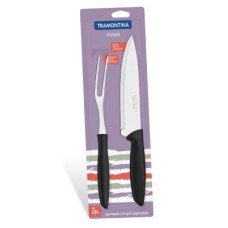 Набір ножів Tramontina Plenus 2 предмета (нож 178мм + вилка) Black (23498/010)