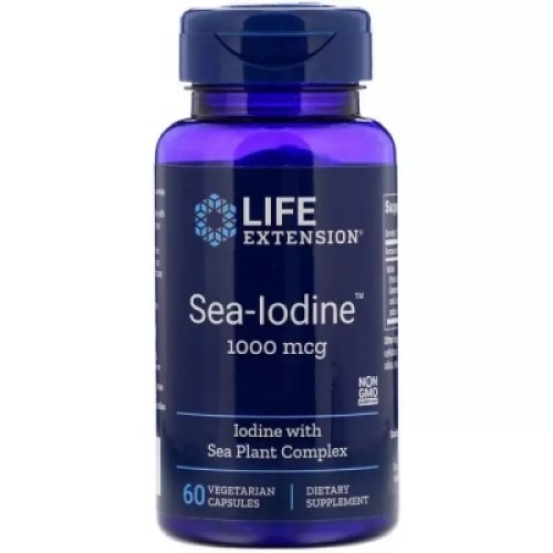 Трави Life Extension Морський Йод, Sea-Iodine 1000 мкг, 60 вегетаріанських капсул (LEX-17406)