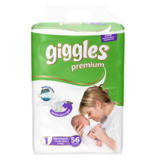Підгузки Giggles Premium Newborn 2-5 кг 56 шт. (8680131201624)