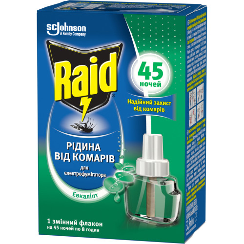 Рідина для фумігатора Raid від комарів 45 ночей з евкаліптом (4620000431763)