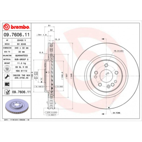 Гальмівний диск Brembo 09.7606.11