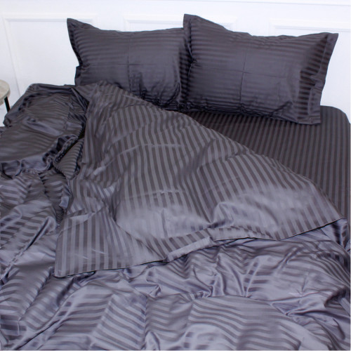 Постільна білизна MirSon Satin Stripe 30-0012 Dark Gray 110х140 дитячий (2200005246214)