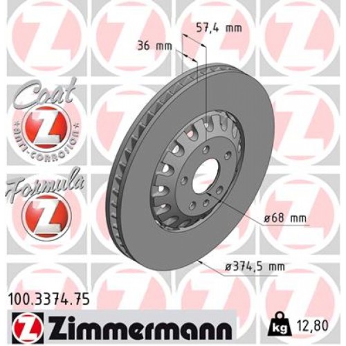 Гальмівний диск ZIMMERMANN 100.3374.75