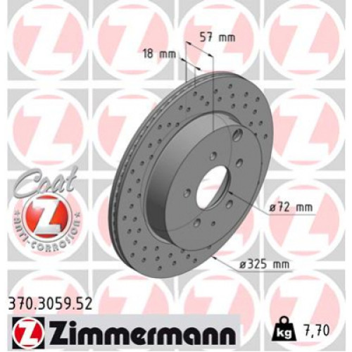 Гальмівний диск ZIMMERMANN 370.3059.52