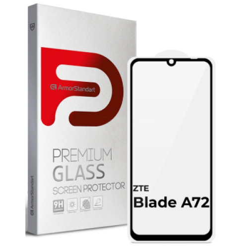 Скло захисне Armorstandart Full Glue ZTE Blade A72 Black (ARM65503)