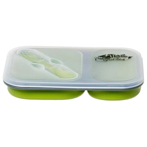 Набір туристичного посуду Tramp 2 отсека силиконовый 900ml с ловилкой olive (TRC-090-olive)