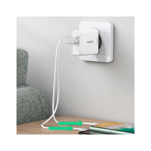 Зарядний пристрій Ugreen CD170 36W USB + Type-C Charger (White) (60468)