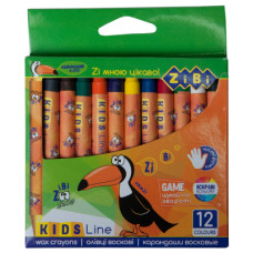 Олівці кольорові ZiBi Kids line воскові, 12 кольорів (ZB.2481)