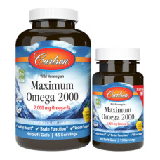 Жирні кислоти Carlson Омега Максимум 2000, Смак Лимона, Maximum Omega 2000, 90+30 (CL17240)