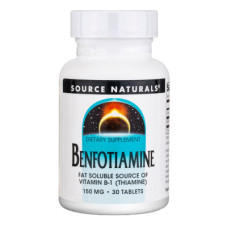 Вітамінно-мінеральний комплекс Source Naturals Бенфотіамін, 150 мг, Benfotiamine, 30 таблеток (SN1905)