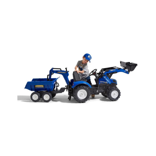 Веломобіль Falk Ranch трактор на педалях з причепом Синій (3016203090233) (3090W)