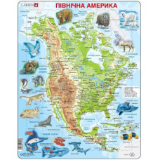 Пазл Larsen рамка-вкладиш Карта Північної Америки - тваринний світ (A32-UA)