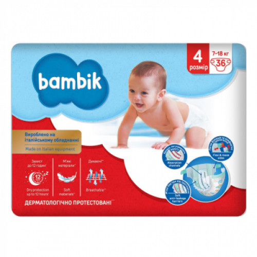 Підгузок Bambik Maxi 4 (7-18 кг) 36 шт (43406520)