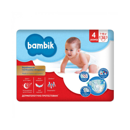 Підгузок Bambik Maxi 4 (7-18 кг) 36 шт (43406520)