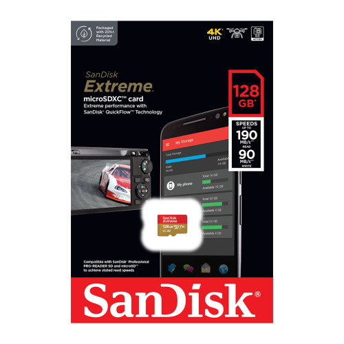 Карта пам'яті SanDisk 128GB microSD class 10 UHS-I U3 Extreme (SDSQXAA-128G-GN6MN)