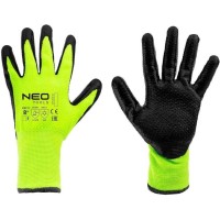 Захисні рукавиці Neo Tools утеплені, латексне покриття, поліестер, р.8, зелено чорні (97-613-8)
