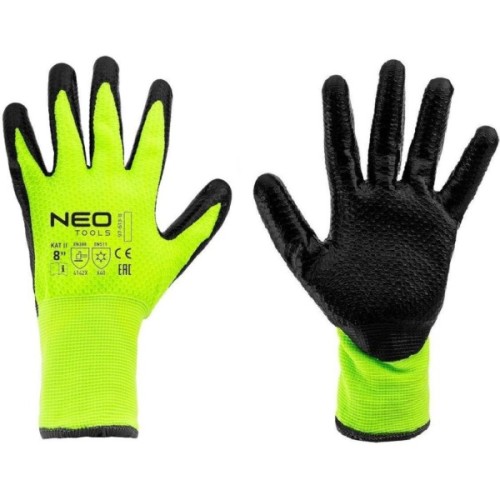 Захисні рукавиці Neo Tools утеплені, латексне покриття, поліестер, р.8, зелено чорні (97-613-8)