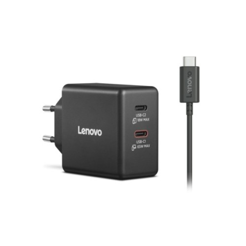 Блок живлення до ноутбуку Lenovo Dual USB-C 65W GaN Charger (40AW065BEU)