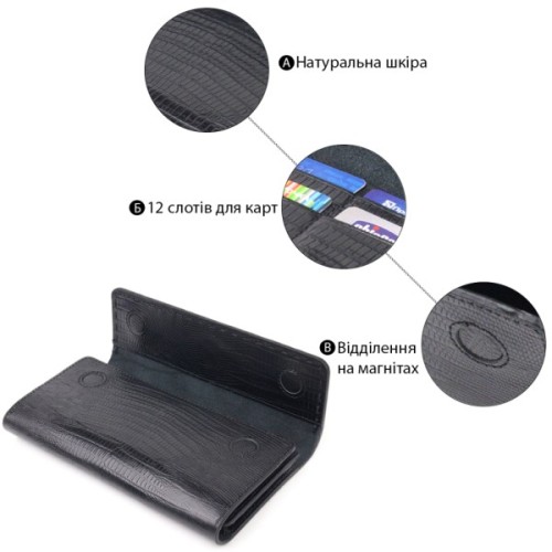 Гаманець Canpellini З натуральної шкіри Чорний (21664)