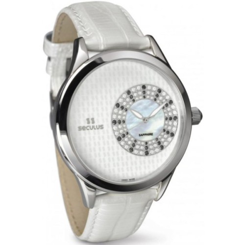 Наручний годинник Seculus 1672.2.1063 wht mop, ss crown onyx, wht strap