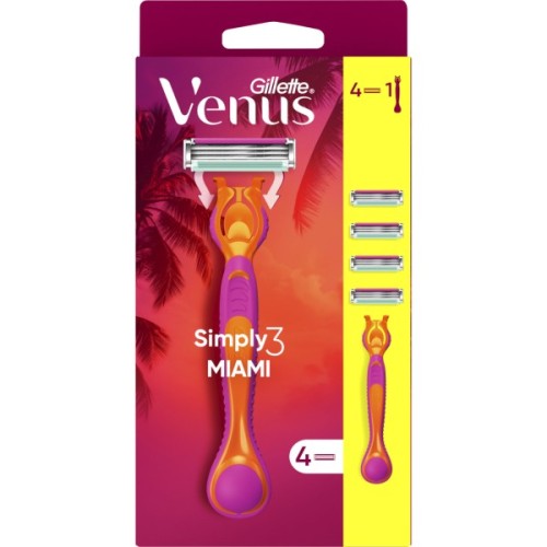 Бритва Gillette Simply Venus 3 Miami з 4 змінними картриджами (8700216878333)
