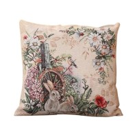 Подушка Прованс гобеленова декоративна Alicia колесо та кролики 45х45 см (021821)