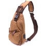 Сумка Vintage Чоловіча через плече з кабелем USB текстильна Коричнева (21222)