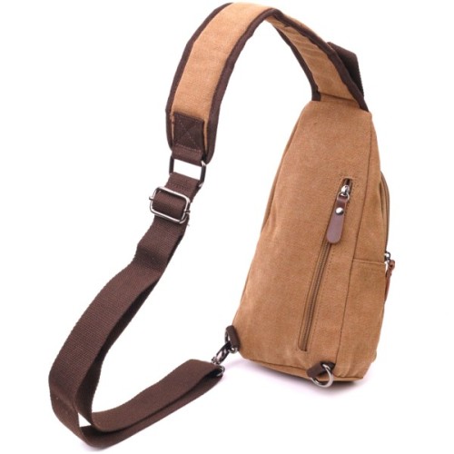 Сумка Vintage Чоловіча через плече з кабелем USB текстильна Коричнева (21222)